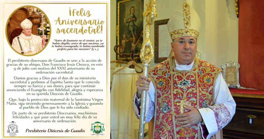 En el 31 aniversario de su ordenaci&oacute;n sacerdotal, la delegaci&oacute;n para el Clero felicita al obispo de Guadix